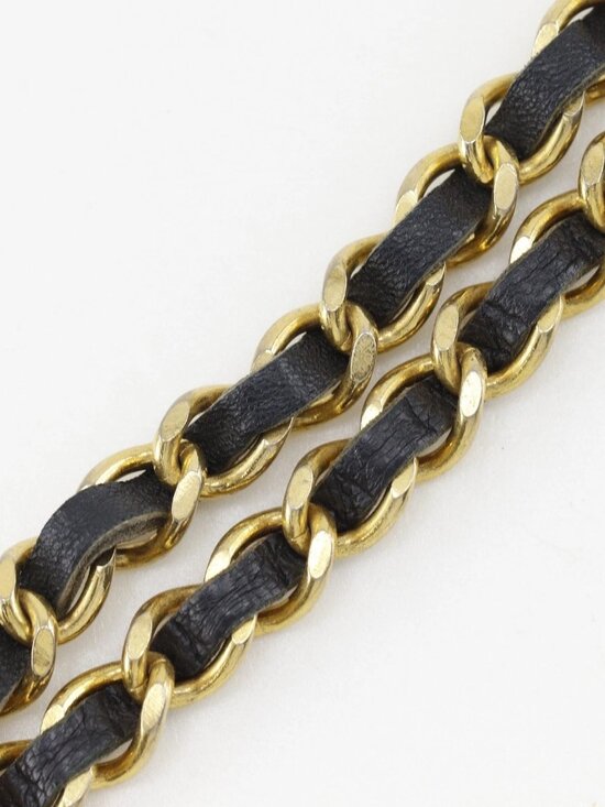 CHANEL Chain belt belt COCO Mark vintage black Plated Gold/leather Women main image 4